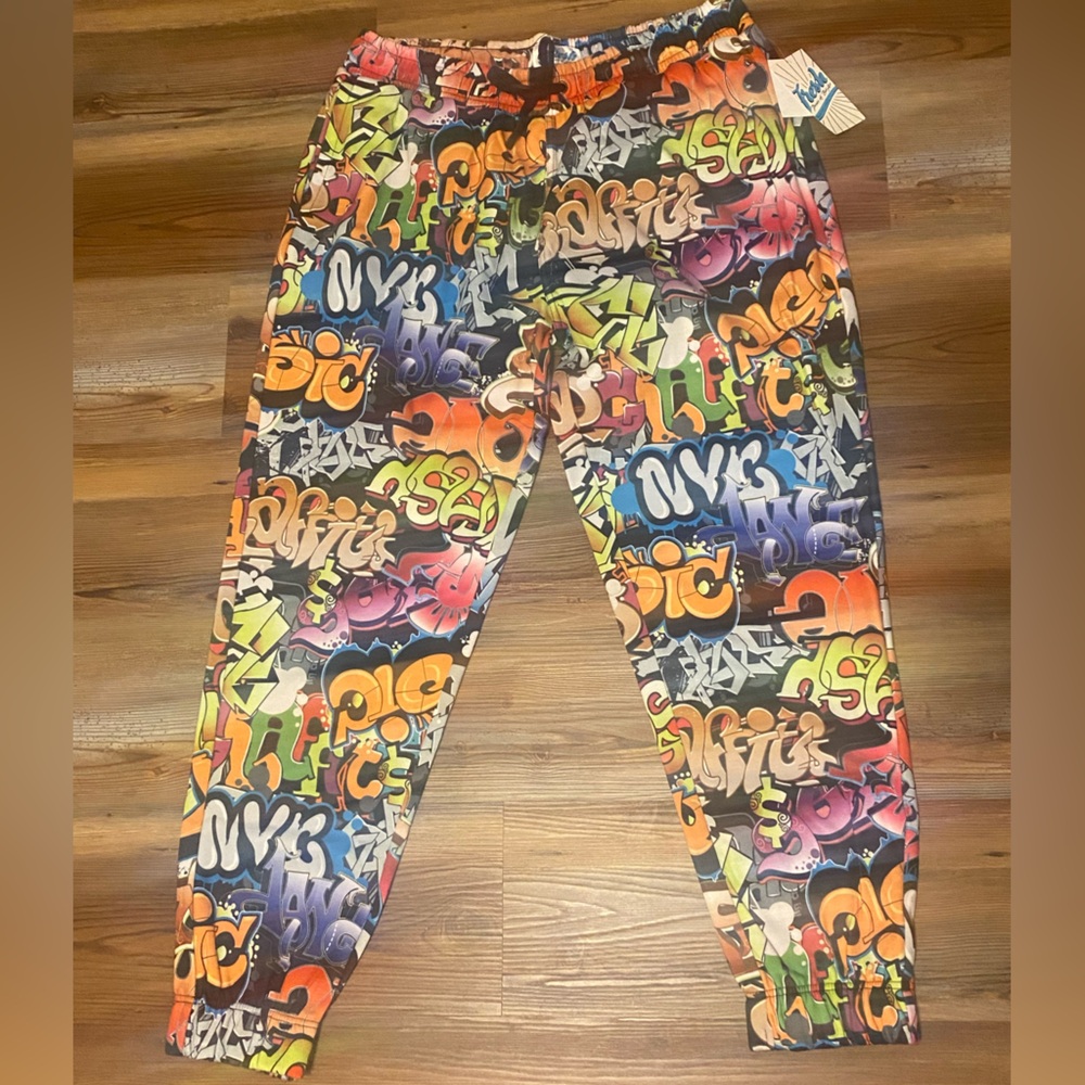Colorful Graffiti Print Bottoms